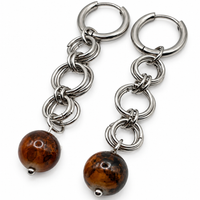 Boucles d'oreilles perles marrons
