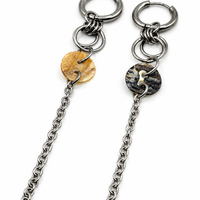 Boucles d'oreilles composition nacre et chaîne
