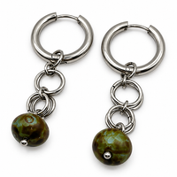 Boucles d'oreilles perles vertes