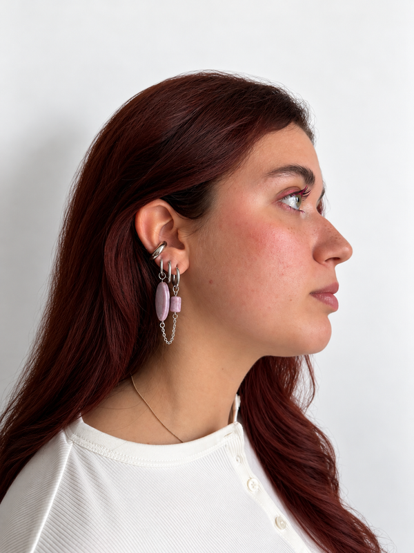 Boucles d'oreilles double chaîne Marine