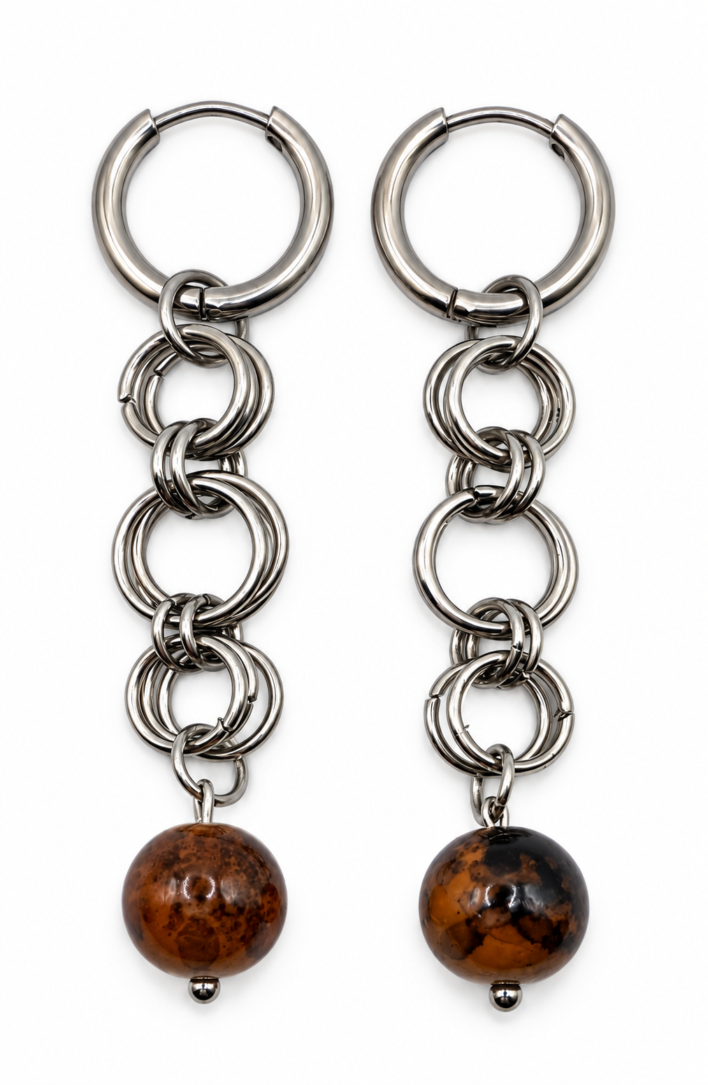 Boucles d'oreilles perles marrons