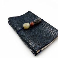 Carnet en cuir bleu A6