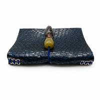 Carnet en cuir bleu A6
