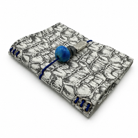 Carnet en cuir gris/blanc A6