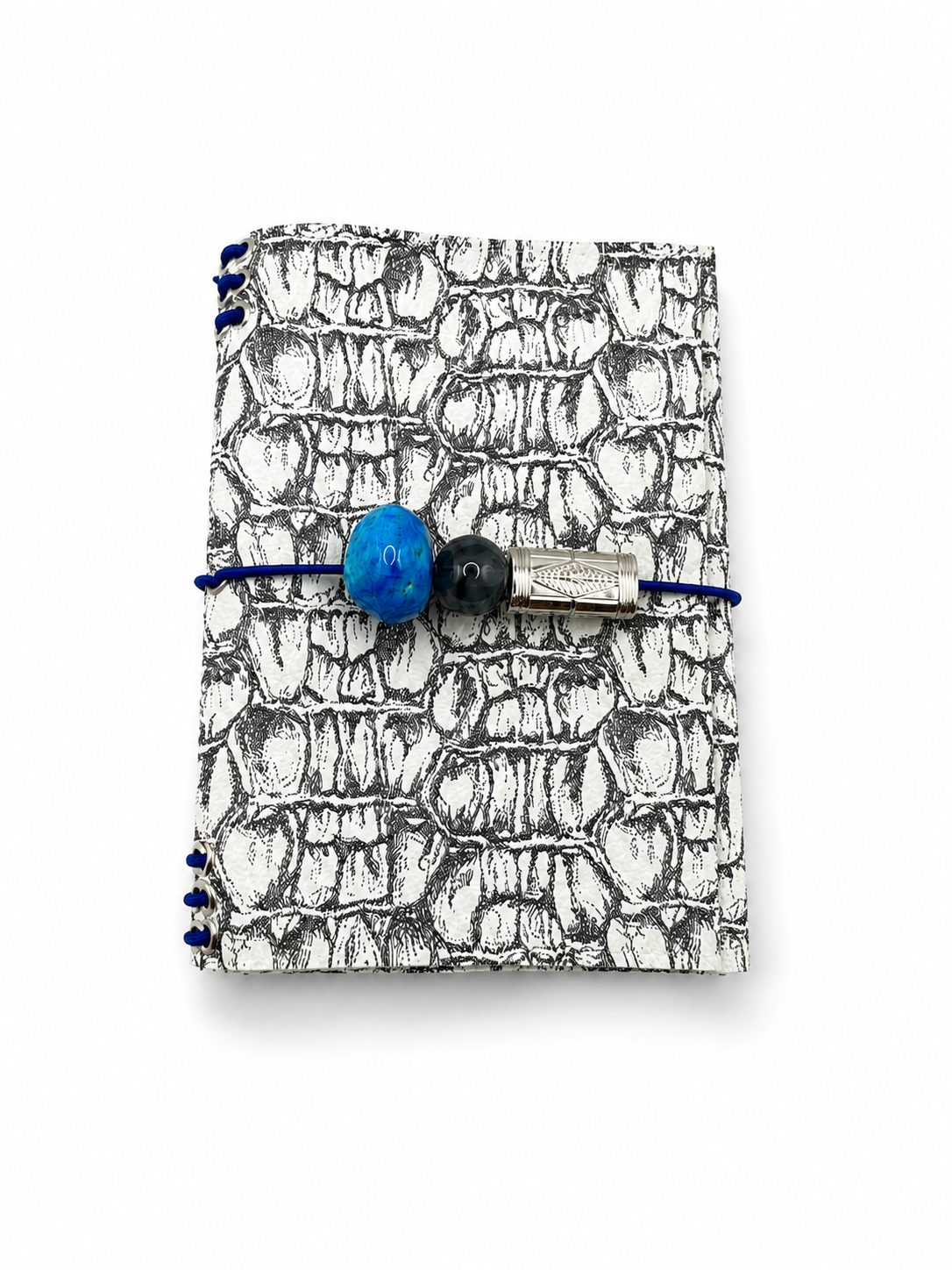 Carnet en cuir gris/blanc A6
