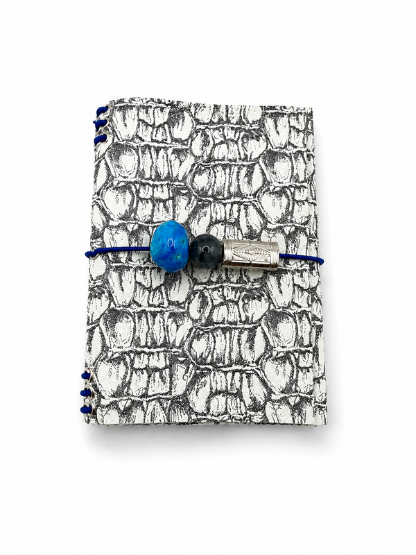 Carnet en cuir gris/blanc A6