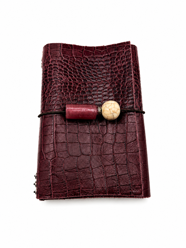 Carnet en cuir bordeaux A6