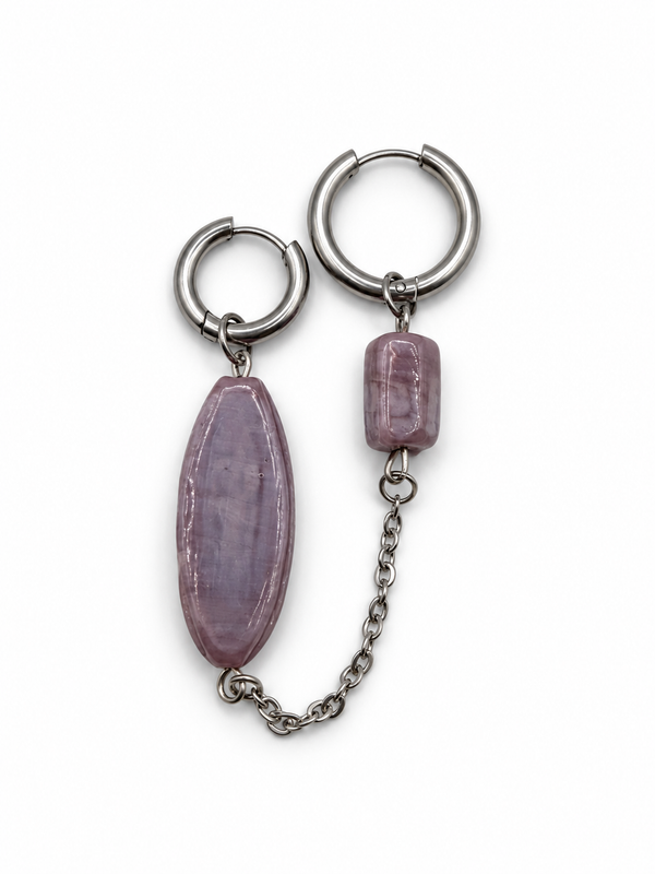 Boucles d'oreilles double chaîne Marine