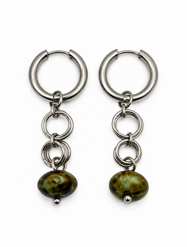 Boucles d'oreilles perles vertes