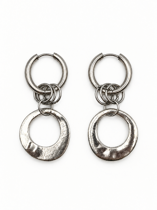 Boucles d'oreilles rondes argentées